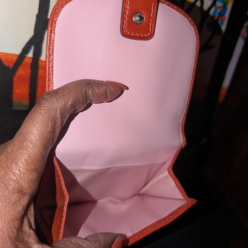 Coach Rust/Orange Compact Wallet - Picture 3 of 8